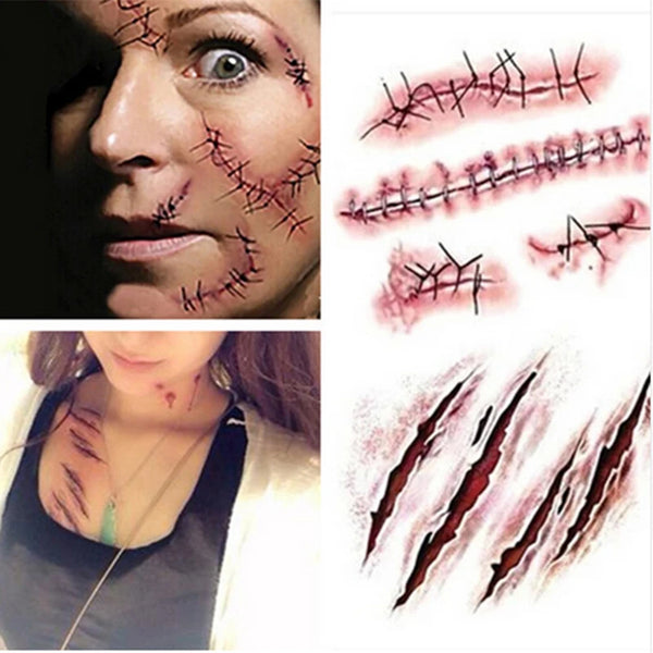 Bloody Wound Waterproof Temporary Tattoos – Scary Halloween Party Props